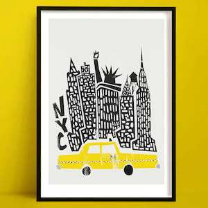Kids Posters: New York Travel Poster | Cityscape Art