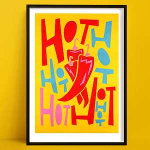 Yellow Prints: Hot Chillis Print | Red and Yellow Room Decor