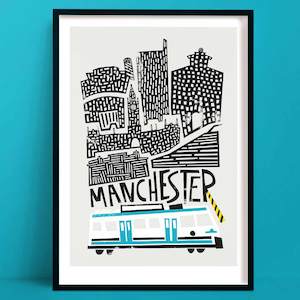 Blue Wall Art: Manchester Print | Travel Art