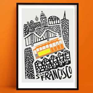 Orange Wall Art: San Francisco Print | Streetcar Wall Art
