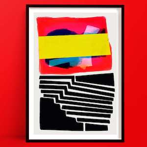 Pink Wall Art: Temple Sunrise Abstract Art Print | Large Wall Art