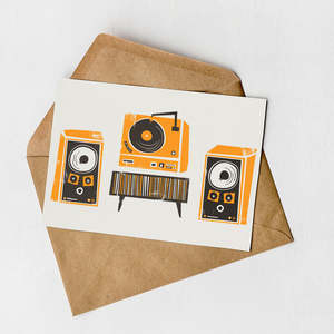 Record Deck & Speakers Card (Pack of 6)
