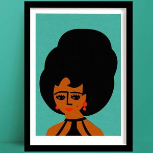 Swinging 60's Girl Print | Teal Room Decor