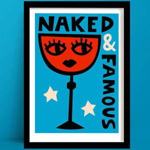 Naked & Famous Cocktail Print | Blue and Orange Wall Art