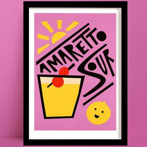 Amaretto Sour Print | Soft Pink and Lemon Yellow Art