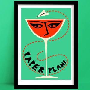 Paper Plane Cocktail Print | Mid Century Wall Art