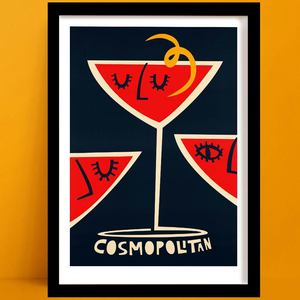 Cocktail Prints 1: Cosmopolitan Cocktail Print | Elegant Room Decor