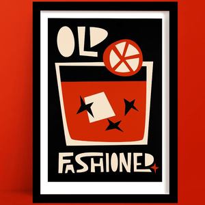 Old Fashioned Cocktail Print | Mid Century Style Wall Decor