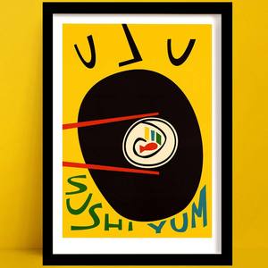 Sushi Print | Yellow Wall Art
