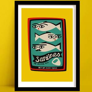 Food And Drink Prints: Sardines Print | Seafood Wall Art