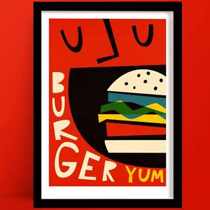 Burger Print | Bright Kitchen Wall Art