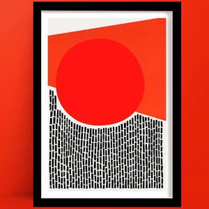 Abstract Prints 1: Rain And Sun Abstract Print | Red and Burnt Orange Decor