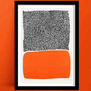 Abstract Prints 1: City Sunset Abstract Art Print | Retro Burnt Orange Decor