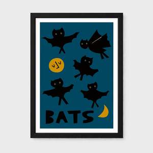 Mid Century Prints: Bats Art Print for Kids Room