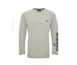 For The Rider: Wrangler Mens Sleeve Logo LS Tee Shirt