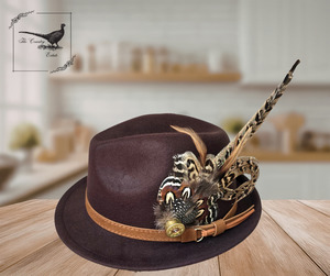 Felt Fedora Hat - Chocolate Brown | With Feather