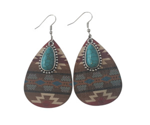 Hair Accessories Jewellery: Aztec Western Earrings Sea