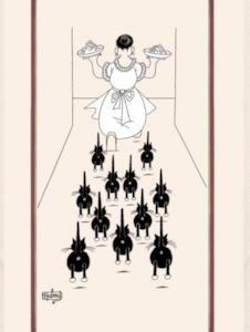TEA TOWELS: CAT DINNER TEA TOWEL