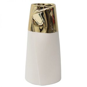 Home Decor: VASE - LE FORGE - CERAMIC DIPPED GOLD