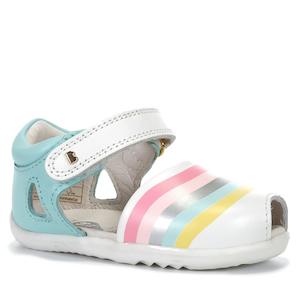 Kids Sale: Bobux Step Up Twist 733101 Mist + Silver Rainbow Print