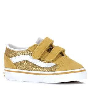 Toddlers Shoes: Vans Old Skool V Champagne Gold Glitter