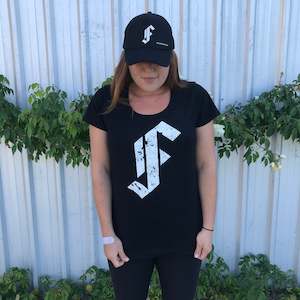 Framingham 'F' Tee Shirt White on Black - Female