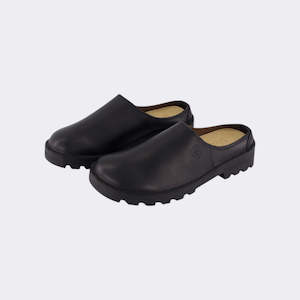 Slip on shoe in black by Commonplace X McKinlays made in Dunedin, Aotearoa