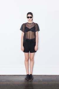 Frances002: SILK ORGANZA BLOUSE 002 - BLACK