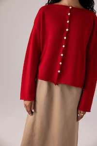 Doll's Reversible Cardigan - Cherry