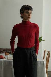 Tops Vests: Heart Turtle Neck - Cherry