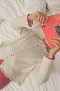 Trimmed Doll's Reversible Cardigan - Ivory & Red