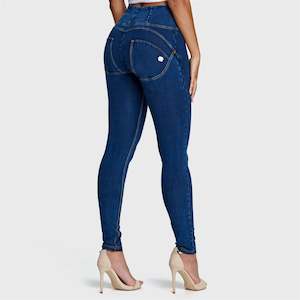 Full Price Items 1: WR.UP® Denim - High Waisted - Full Length - Dark Blue + Yellow Stitching