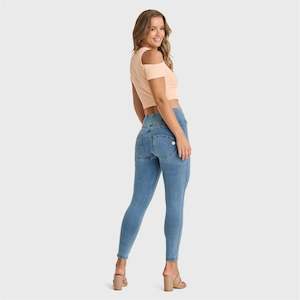 Freddy Wrup Bestsellers: WRUP Denim - High Waisted - 7/8 Length - Light Blue + Yellow Stitching