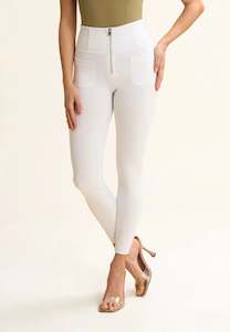Full Price Items 1: WRUP SNUG Jeans - High Waisted - 7/8 Length Front pocket With Zip - White