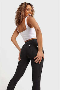 All: N.O.W® Denim - High Waisted - Full Length - Black + Black Stitching