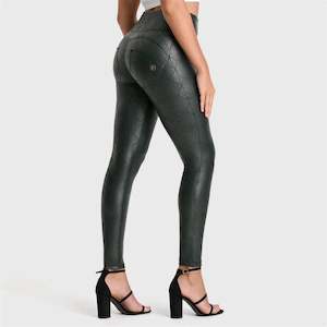 WRUP Python Faux Leather Limited Edition - High Waisted - Full Length - Forest Mist