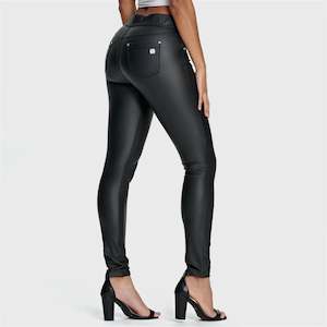 Black Faux Leather Pants: N.O.W® Faux Leather - High Waisted - Full Length - Black