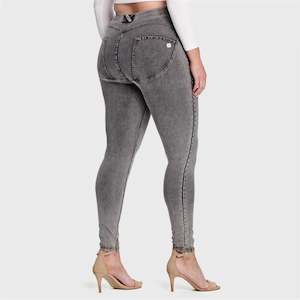 WRUP Curvy Denim - High Waisted - Full Length - Grey + Yellow Stitching