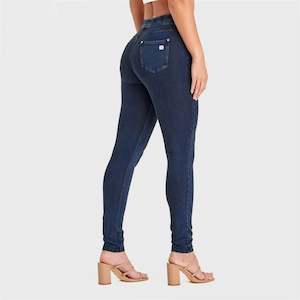 N.O.W® Denim - High Waisted - 7/8 Length - Dark Blue + Blue Stitching