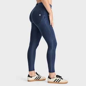 WRUP Core Denim - Mid Rise - 7/8 Length - Dark Blue + Blue Stitching