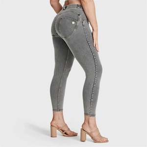 WRUP Curvy Denim - High Waisted - 7/8 Length - Grey + Yellow Stitching