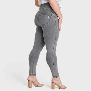 WRUP Curvy Denim - Zip High Waisted - Full Length - Grey + Yellow Stitching