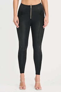 WRUP Denim with Feature Seam - High Waisted - 7/8 Length - Black + Black Stitching