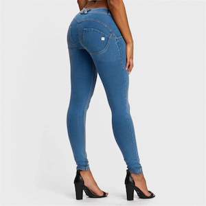 WRUP Denim - Mid Rise - Full Length - Light Blue + Yellow Stitching