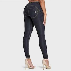 WRUP Denim - Mid Rise - Full Length - Black + Yellow Stitching