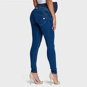 WRUP Maternity Denim - Full Length - Dark Blue + Yellow Stitching