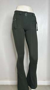 Flares: WRUP Cargo with Silver Buckle Detail Mid Rise Flare