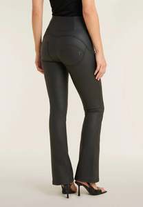 Full Price Items 1: WRUP Faux Leather - High Waisted - Mini Flare - Black