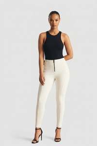 WRUP Fashion Criss Cross Detail - High Waisted - Full Length - Milk White