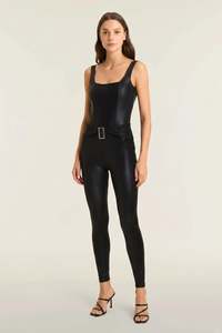 WRUP Velvet Leather with Buckle - High Waisted - Full Length - Black